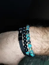 2 unids/juego de pulsera de piedra natural pareja negro clásico Azul Mate brazalete de malaquita, adecuado para hombres y mujeres mejor regalo