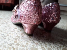 Zapatos de princesa para niñas, zapatillas con flores y brillantina para niñas pequeñas, incluye tacón alto y moño estilo mariposa, en azul, rosa y plata, talla 26-38