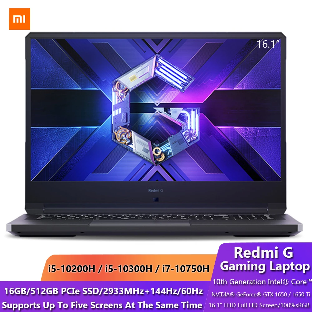 Игровой ноутбук Xiaomi Redmi G 15 6 дюймовый 10 го поколения Intel Core i5/i7 GTX 16 1/1650Ti GPU Гб DDR4 1650