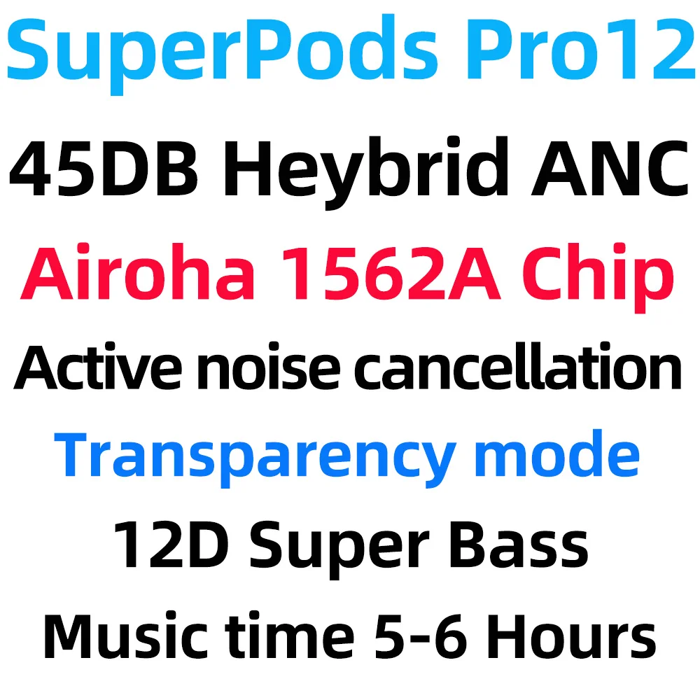 TWS-наушники SuperPods Pro12 с поддержкой Bluetooth 45 дБ |