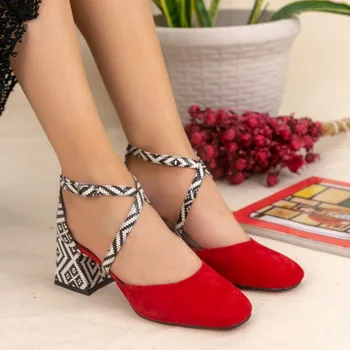 

Londa Red Women 'S Shoes, 2021 Fashion, Stylish Design, Neolit Base, Sheepskin Rug with Detailed, Everyday Casual Comfortable Clothing , Platform , Shoes , High Heel ,