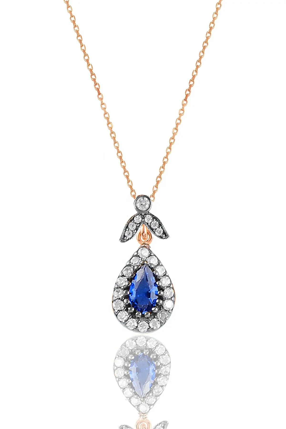 

Sterling Silver Rose Sapphire Drop Necklace