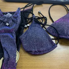 Bikini brillante de dos piezas para mujer, traje de baño triangular Sexy, conjunto de Bikini de realce para verano, novedad de 2021