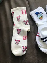 Disney Girl-Calcetines de algodón con dibujos de animales para mujer, medias divertidas de tubo para adultos