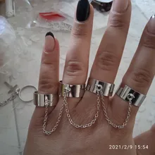 Cadena de eslabones estilo Hip Hop Punk para hombre y mujer, múltiples anillos abiertos para dedo, fiesta, concierto, ceremonia, regalo de joyería, venta al por mayor