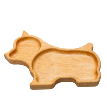

Big baby plate dog wood beech, dishes for children eco-friendly dishes, dishes of wood
