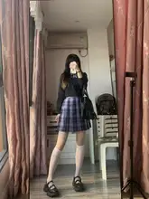 Minifalda plisada a cuadros Harajuku para mujer y niña, Kawaii, Cosplay de cintura alta, estilo Preppy Lolita, Escuela dulce, JK1001, 2021