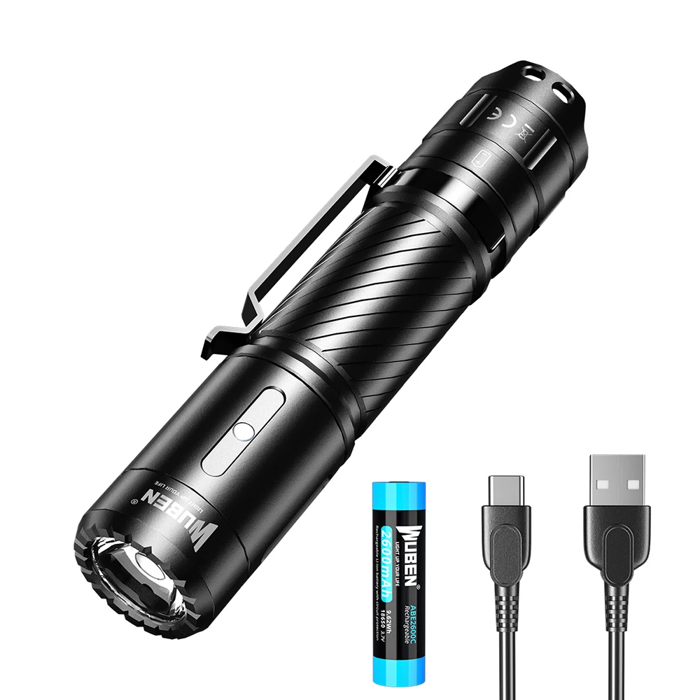 

WUBEN C3 LED Flashlight USB C Rechargeable High Power 1200 Lumens Portable IP68 Waterproof Camping lantern 6 Modes 18650 Battery