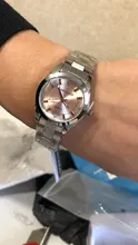 CHRONOS-Reloj de acero inoxidable con diamantes de imitación para mujer, pulsera de plata, cuarzo, resistente al agua, analógico, de negocios, esfera rosa y azul