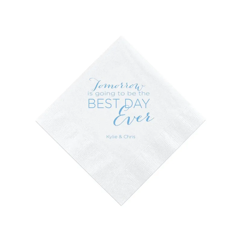 

Tomorrow Is Going To Be The Best Day Ever - Personalized Napkins, Wedding Napkins, Engagement Party, Custom Bar Napkins