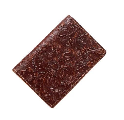 Обложка на паспорт из натуральной кожи Dioulaorentou OX018 - Цвет: Brown floral
