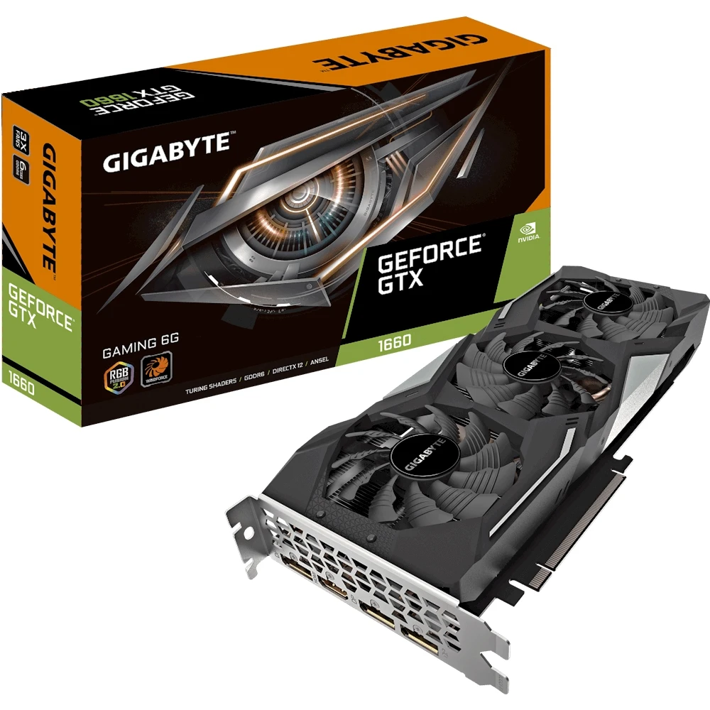Видеокарта Gigabyte Gaming nVidia GeForce GTX 1660 1785MHz 6144MB 8002MHz 192 bit RTL [GV-N1660GAMING-6GD]