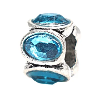

ANGEMIEL Round Blue Crystal Figured Silver Charm