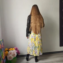 REALEFT-faldas largas plisadas con estampado Floral para mujer, faldas largas de tul, de cintura alta, sueltas, para primavera y verano, 2021