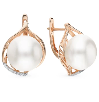 

Gold earrings with cubic zirconia and pearls sunlight sample 585