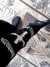 QWEEK-pantalones de pierna ancha estilo Punk Hippie para mujer, ropa de calle Harajuku gótico, estilo de calle de Anime, estampado gótico negro, Hip Hop