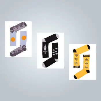 

3 Pairs Men's Crew Socks Colorful Patterned Premium Cotton