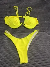 Conjunto de bikini de moda, bañador de mujeres con sujetador acolchado, traje de baño de señora, ropa de baño de estilo vendaje unicolor de realce con formal triangular