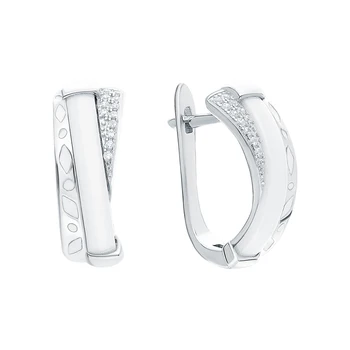 

Silver earrings with ceramics, enamel and cubic zirconium sunlight sample 925