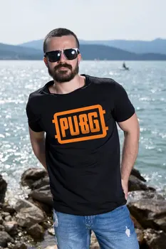 

Angemiel Wear Orange Pubg Printed Cotton Black Male T-Shirt