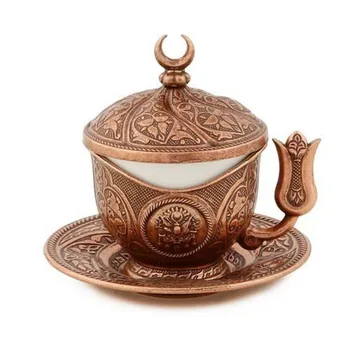 

1 Pcs Turkish Coffee Cup Copper Arabic Ottoman Traditional Gift Authentic New Product with Historical Pattern Espresso Serving