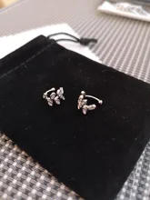 XIYANIKE-pendientes de plata de primera ley con forma de hoja para mujer, aretes pequeños, plata esterlina 925, Circonia cúbica, zirconia, circonita, zirconita, ajustable, hecho a mano
