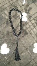 Colgante borla de cuentas para hombres y mujeres, piedra Natural de ágatas negras, 33 cuentas de oración, islámico, Tasbih musulmán, corario de Dios, joyería de meditación