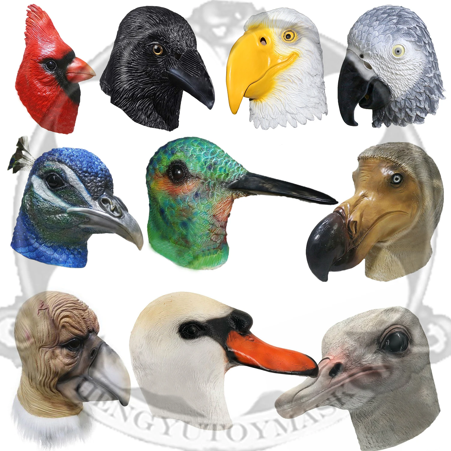 Latex Full Head Animal Bird Dove Dodo Parrot Pigeon Crow Masquerade Puntelli Maschera