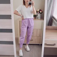 Summer T-Shirt Tees Short-Sleeve Basic Female V-Neck Women Ladies Hirsionsan 100%Cotton