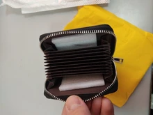 PURDORED 1 pc hombres de negocios titular de la tarjeta de cuero genuino titular de la tarjeta de crédito de las mujeres de la cremallera bolsillo tarjetero Unisex cremallera monedero de la moneda