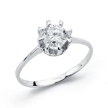 

Solitaire 18k white gold cubic zirconia 5mm. [AA0498]