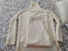 Women Tracksuit Pants Pullovers Sweater-Set Spring Wide-Legs Warm Turtleneck Autumn JXMYY