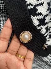 FSDA-suéter de manga larga con cuello de pico para mujer, cárdigan negro con botones y pata de gallo, de punto, holgado, de gran tamaño, informal, otoño e invierno, 2020