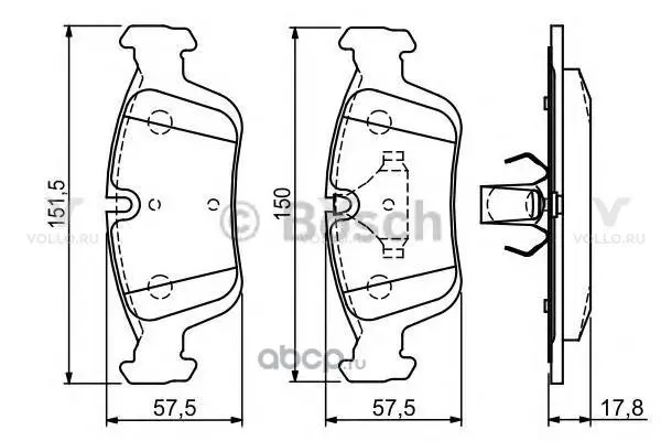 0986494015 BOSCH ДИСКОВЫЕ КОЛОДКИ ПЕРЕДНИЕ