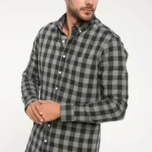 Дефакто Мужская классическая красная синяя клетчатая рубашка повседневная с длинным рукавом свободная Мужская Осенняя сетка Shirt-I9616AZ18AU-I9616AZ18AU