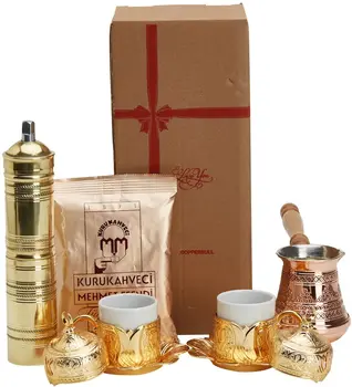 

13 Pieces Turkish Greek Arabic Coffee Set with Pot Coffee Maker,Cup Saucer Sugar Dish Tray and Grinder Mill