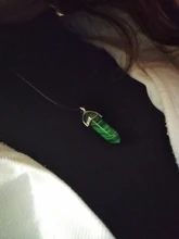 Colgante de cristal Natural con forma de columna Hexagonal para mujer, colgante de piedras, cadena de cuero, joyería