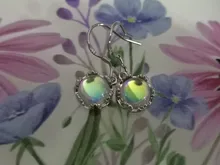 Pendientes de gota de Plata de Ley 925 para mujer, piedra lunar redonda hipoalergénica, regalo de bodas de moda, joyería