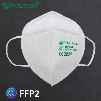 

POWECOM FFP2 Mouth Face Masks CE Certification Disposable Protective Mask 5PLY Filter Safety Facial Mask Anti Dust Mouth Cover