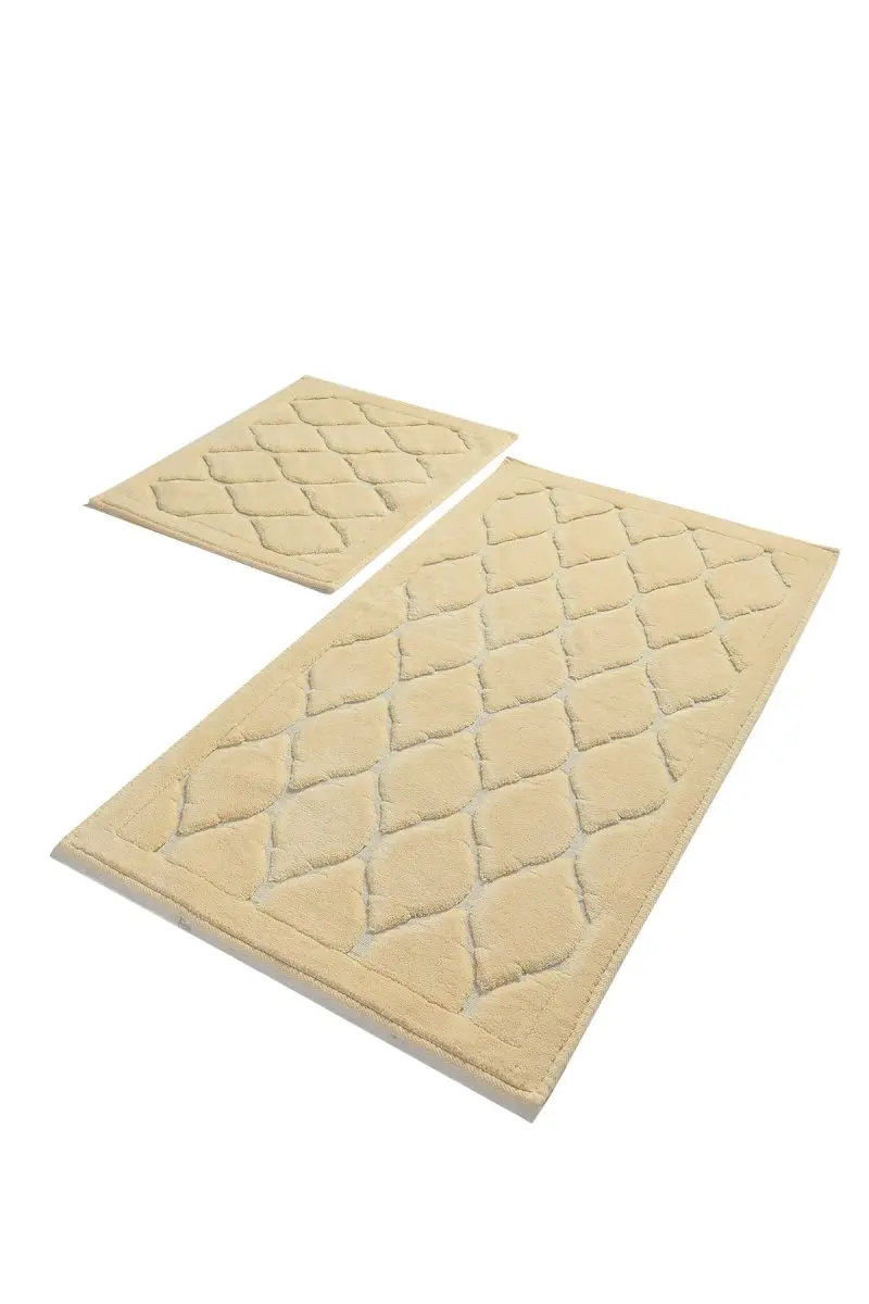 Коврики для ванной нескользящие Противоскользящие коврики Нескользящие противоскользящие Данте хлопок бежевый 2'Li набор 60X100 см-50X60 см
