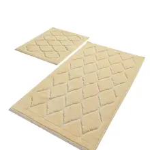 Коврики для ванной нескользящие Противоскользящие коврики Нескользящие противоскользящие Данте хлопок бежевый 2'Li набор 60X100 см-50X60 см