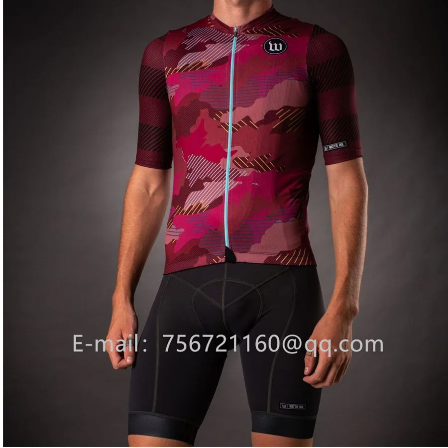 WATTIE INK летняя одежда для велоспорта на открытом воздухе Мужская футболка с коротким рукавом для велосипеда MTB Джерси комплект roupa ciclismo uniforme bib shorts - Цвет: Белый