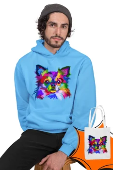 

Angemiel Wear Colorful Yorkie Blue Men 'S Hooded Sweatshirt Bags Kombin