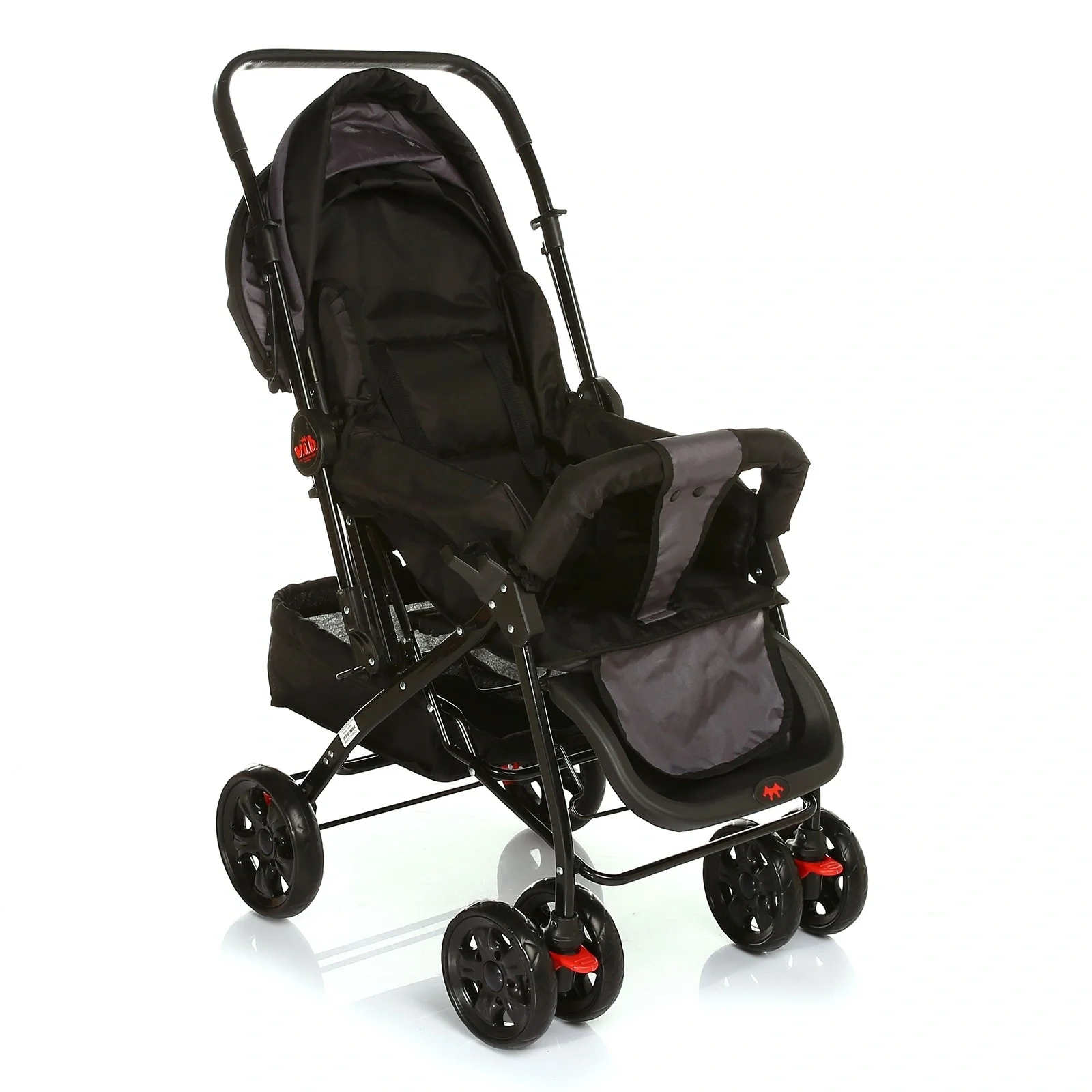 Two-Way Baby Stroller Child cart Wide Bottom Basket Back Biberon In Fabric and Material Pocket