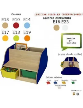 

Bank with bookcase for dual-sided libraries 4 children 70X54X92 CM