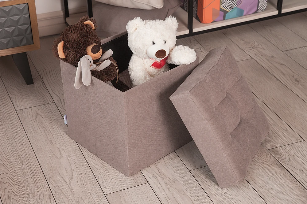 Мягкий складной пуф Delicatex Дели, цвет Gray-Beige, коробка для хранения с, пуфик для детей, подставка, мебель для гостиной