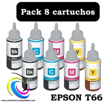 

Epson T66 Pack 8 L300 L310 L350 T6641 T6642 T6643 T6644 L361 L360 L355 L365 L380 L385 L455 L550 L485 l555 L565 M100 M105 M200