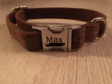Leash Set Collars Lead Name Custom Personalized Adjustable Plaid Suit Id-Tag Faber