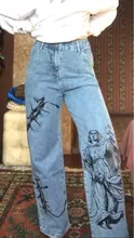 SHENGPALAE-pantalones vaqueros de pierna ancha para mujer, Jeans holgados informales con estampado de Hip-hop para verano, 2021