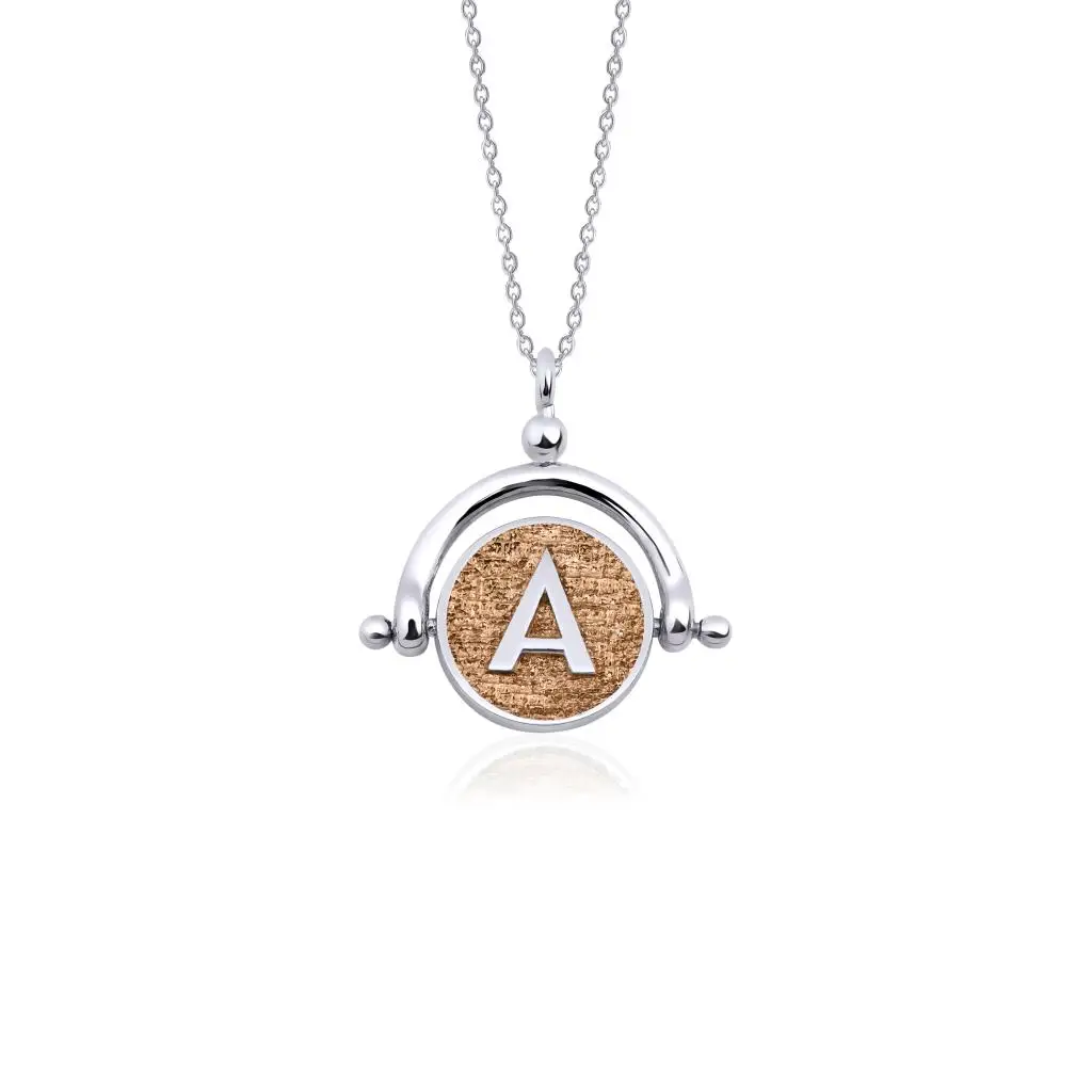 

Tash Design Letter A Pendant, Silver Pendant, Bronze Zircon Stone Double Sided Pendant chain Length 70 cm